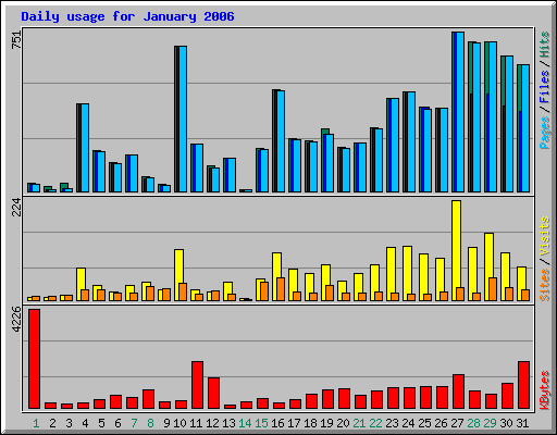 Daily usage for January 2006