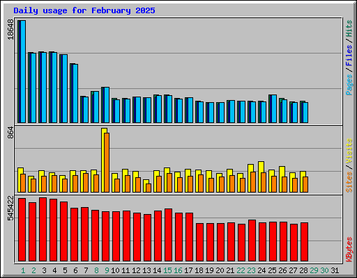 Daily usage for February 2025