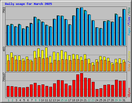 Daily usage for March 2025