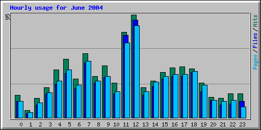 Hourly usage for June 2004