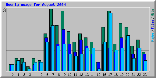 Hourly usage for August 2004